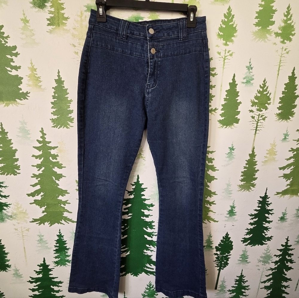 Pantete Flare Double Button Jeans